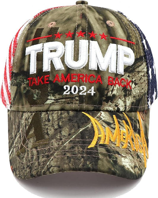 Donald Trump 2024 Adjustable Baseball Cap - "Take America Back" USA Embroidery