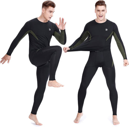 Men'S Thermal Underwear Fleece Lined Performance Fleece Tactical Sports Shapewear Thermal Set